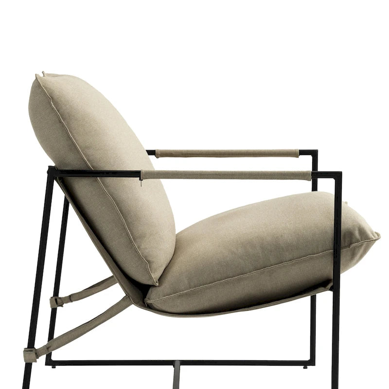 Metal Frame Sling Accent Chair with Cushion