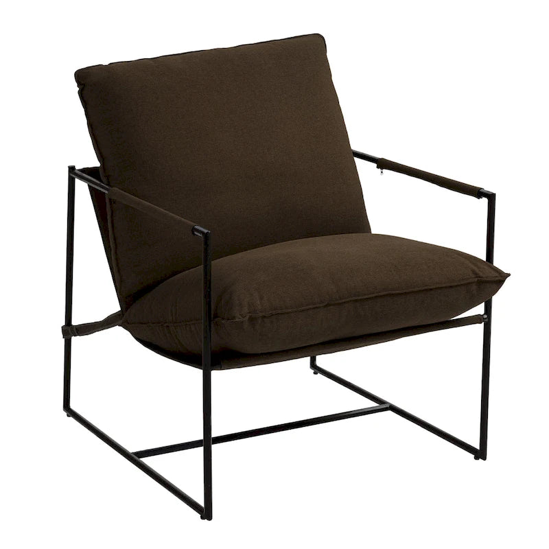 Metal Frame Sling Accent Chair with Cushion