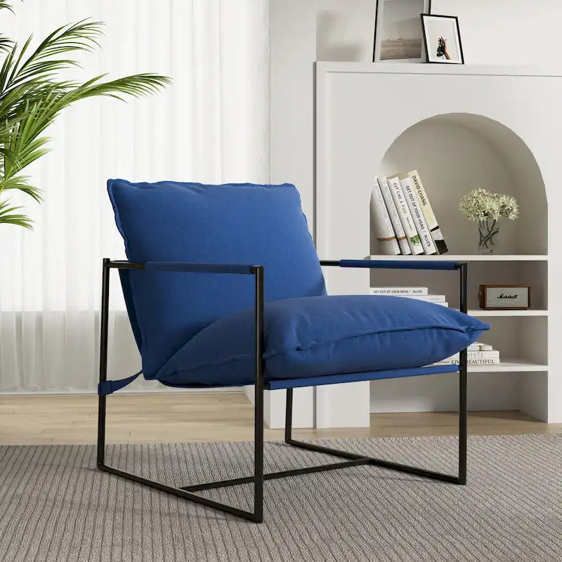 Metal Frame Sling Accent Chair with Cushion