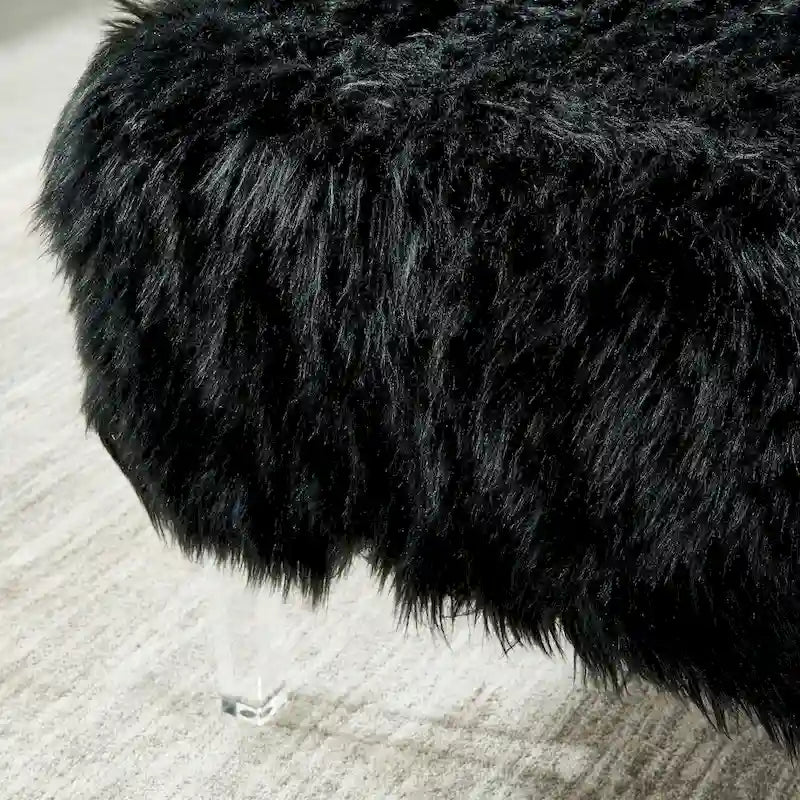 Moderní akrylátový taburet z umělé kožešiny