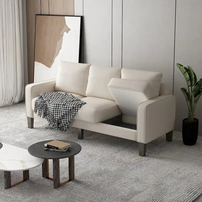 Upholstered Living Room Sofa with Storage