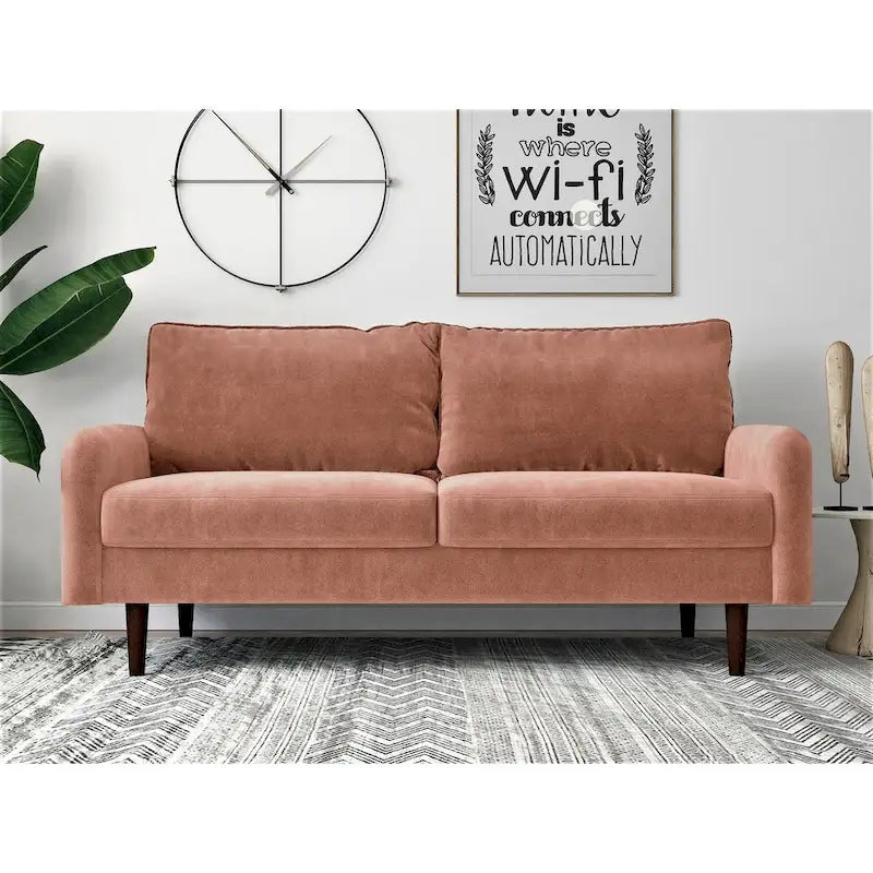 Velvet 2-Seat Sofa with Tapered Legs