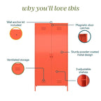 2 Door Tall Metal Locker Storage Cabinet