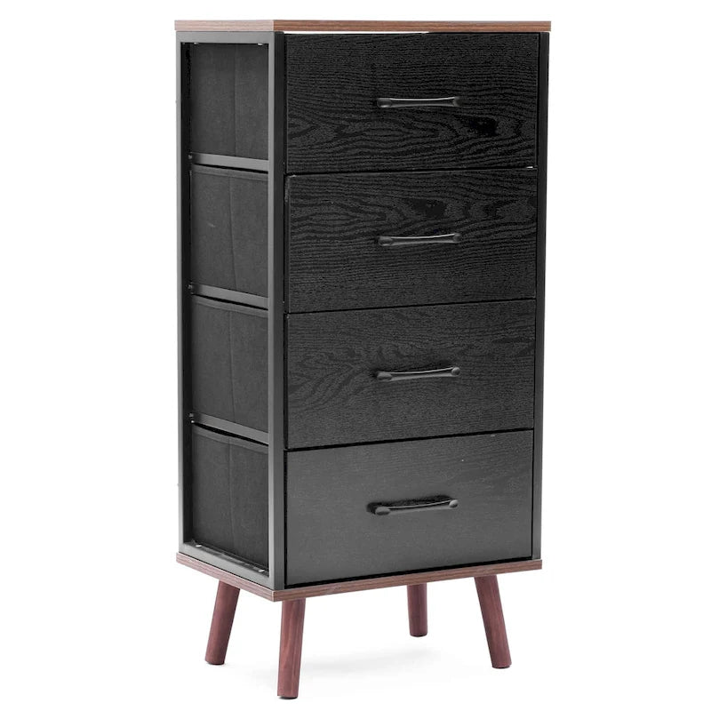 4-Drawer Fabric Storage Chest with Wood Top