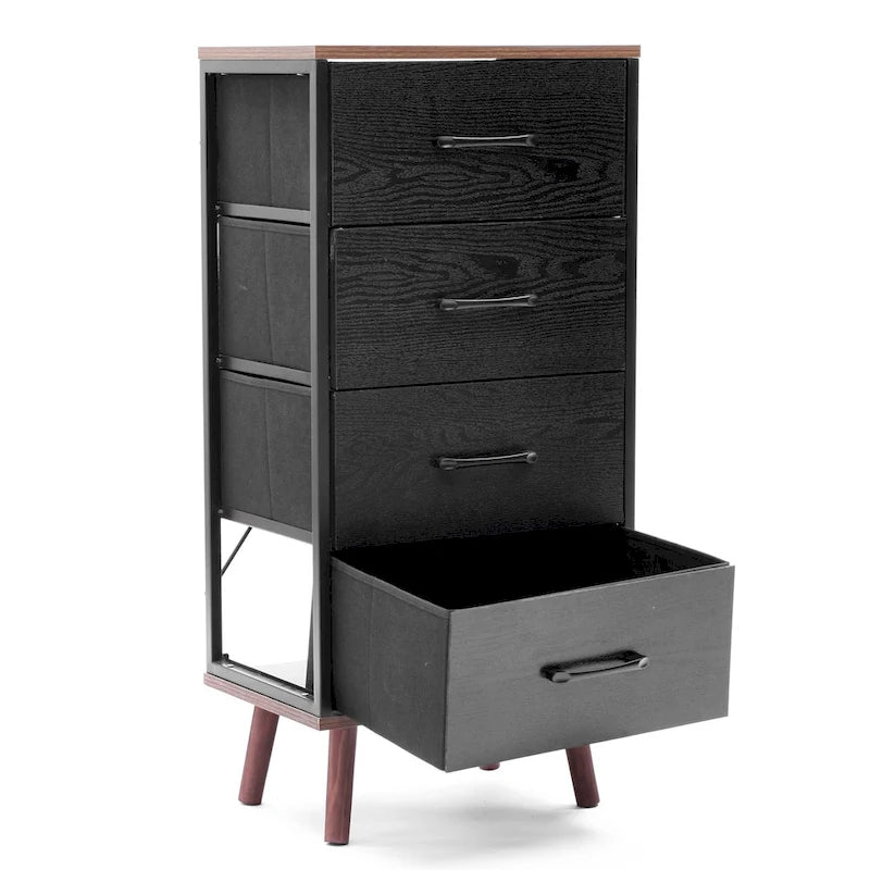 4-Drawer Fabric Storage Chest with Wood Top