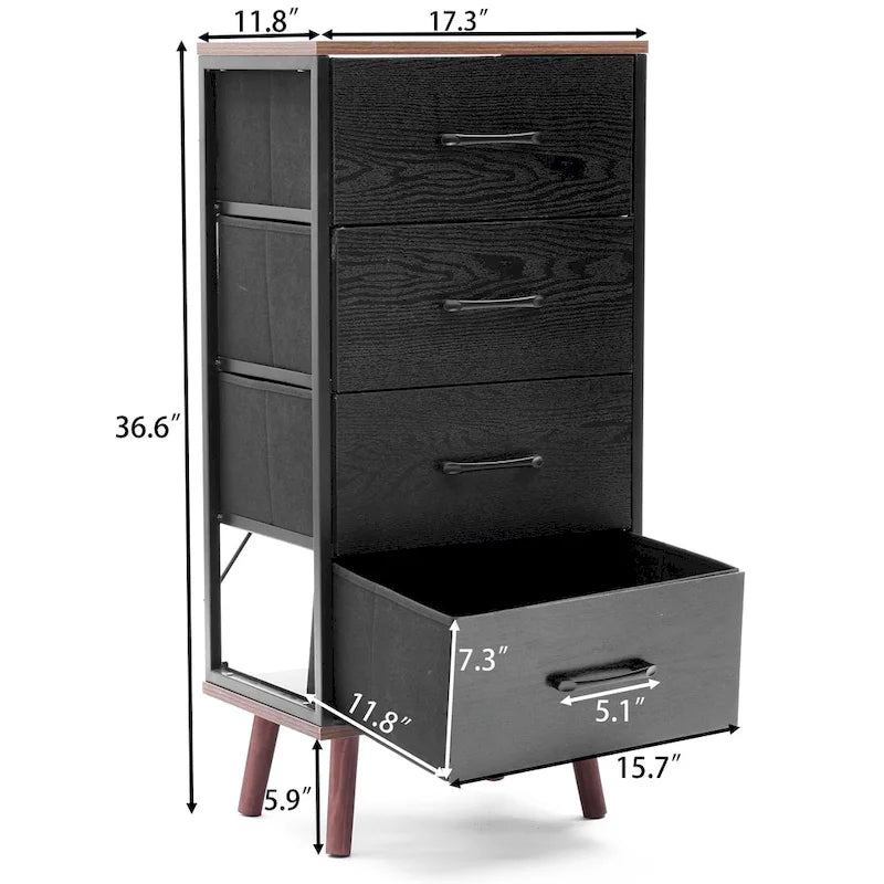 4-Drawer Fabric Storage Chest with Wood Top