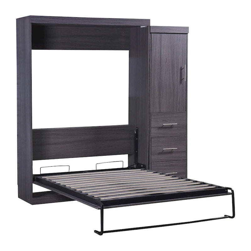 Full Size Murphy Wall Bed with Wardrobe and Drawers