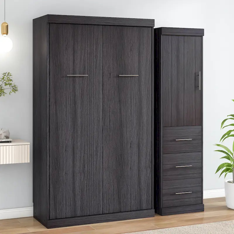 Full Size Murphy Wall Bed with Wardrobe and Drawers