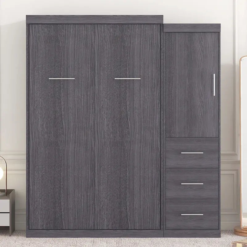 Full Size Murphy Wall Bed with Wardrobe and Drawers