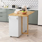 Kitchen Island Cart with Cabinet and Three Drawers