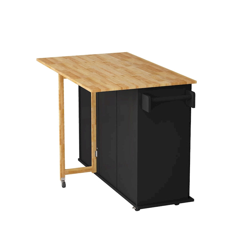 Kitchen Island Cart with Cabinet and Three Drawers