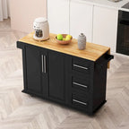 Kitchen Island Cart with Cabinet and Three Drawers