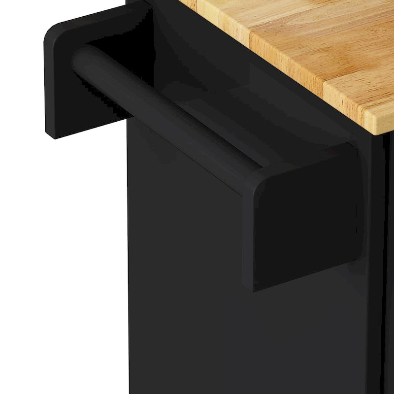 Kitchen Island Cart with Cabinet and Three Drawers