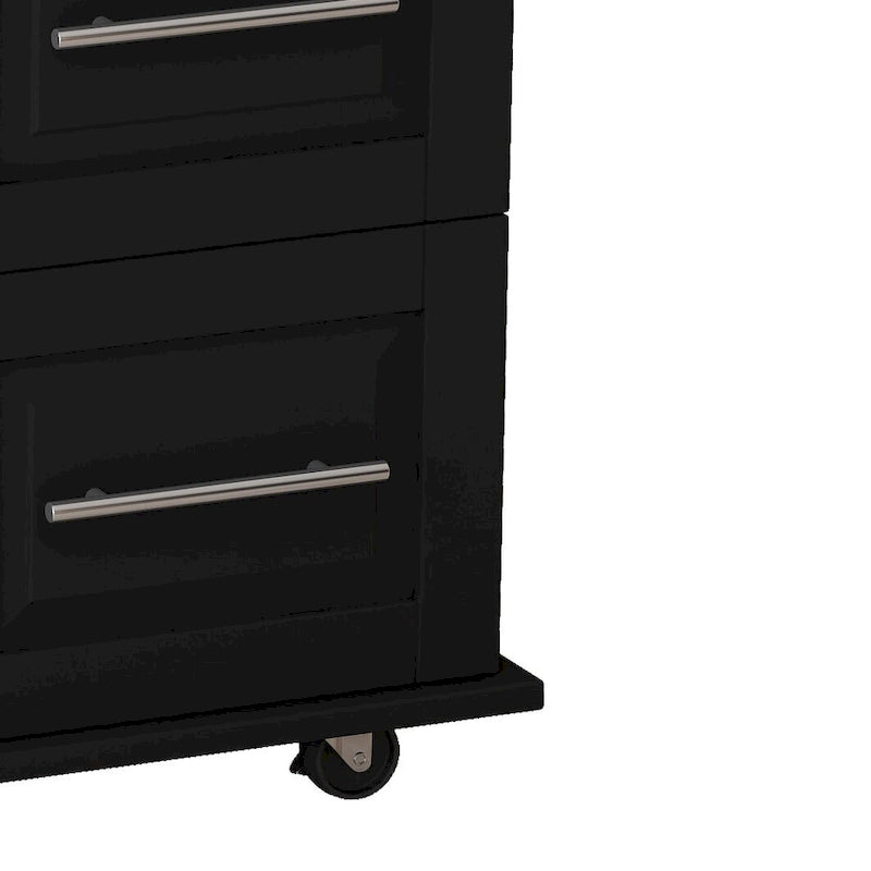 Kitchen Island Cart with Cabinet and Three Drawers