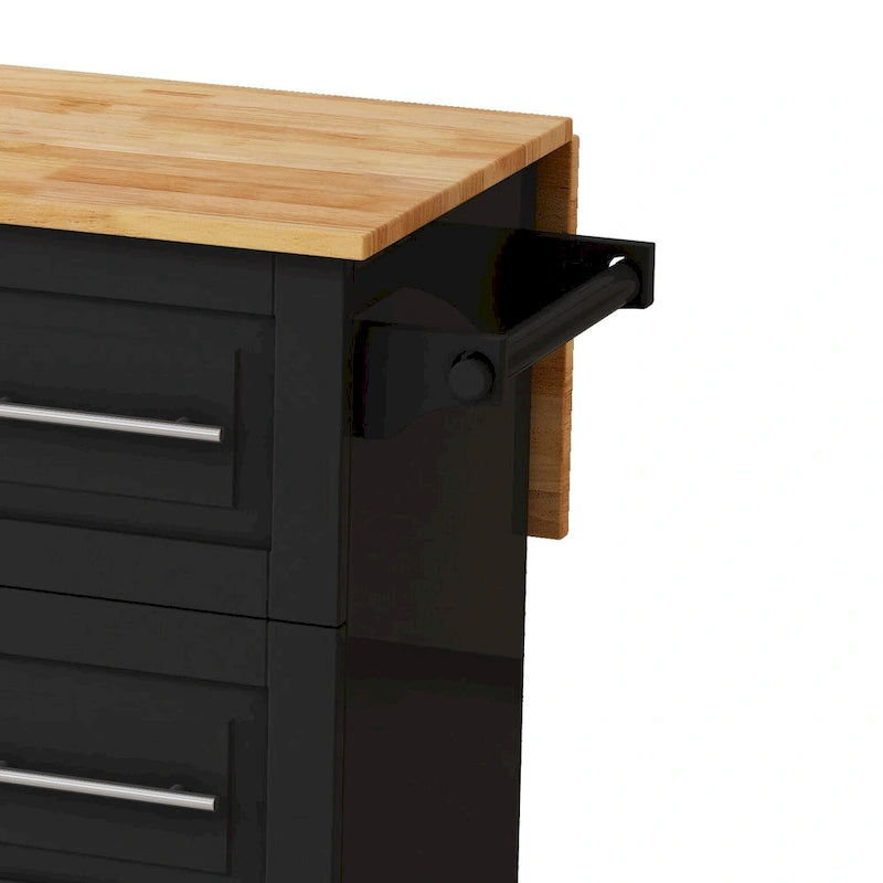 Kitchen Island Cart with Cabinet and Three Drawers
