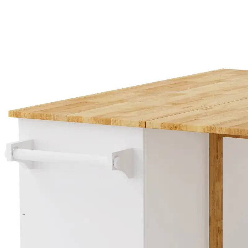 Kitchen Island Cart with Cabinet and Three Drawers