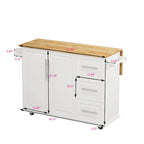 Kitchen Island Cart with Cabinet and Three Drawers