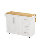 Kitchen Island Cart with Cabinet and Three Drawers