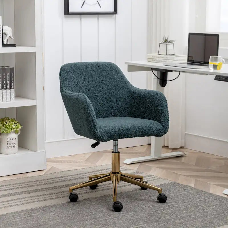 Upholstered Home Office Chair with Adjustable Height and 360° Swivel