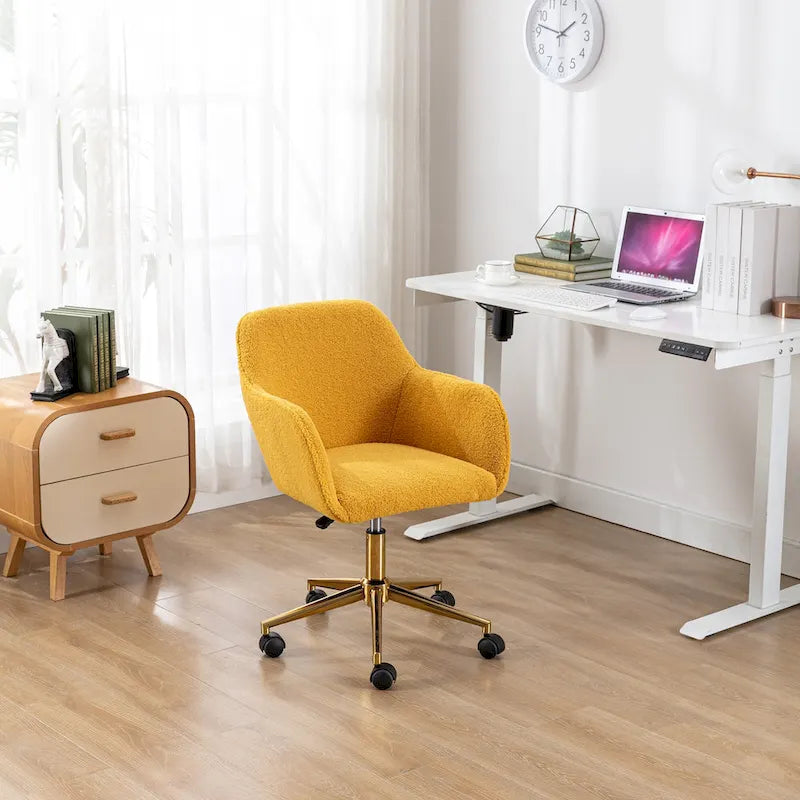 Upholstered Home Office Chair with Adjustable Height and 360° Swivel