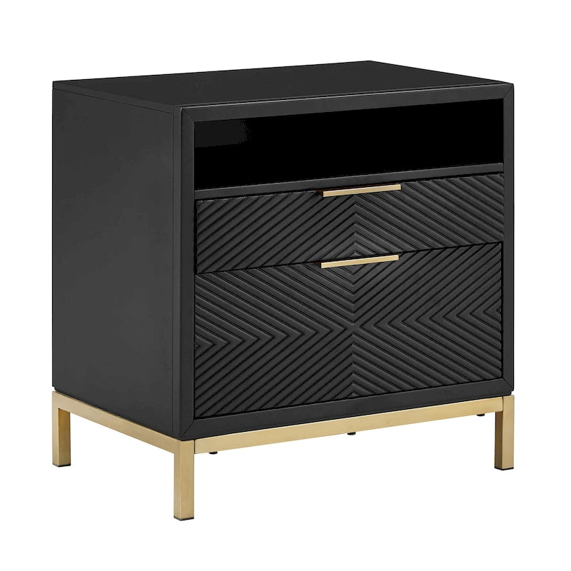 26-Inch Tall 2-Drawer Nightstand with USB Ports and Power Outlets