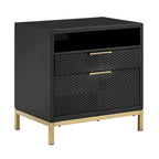 26-Inch Tall 2-Drawer Nightstand with USB Ports and Power Outlets