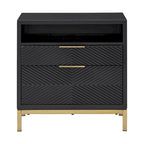 26-Inch Tall 2-Drawer Nightstand with USB Ports and Power Outlets