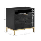 26-Inch Tall 2-Drawer Nightstand with USB Ports and Power Outlets