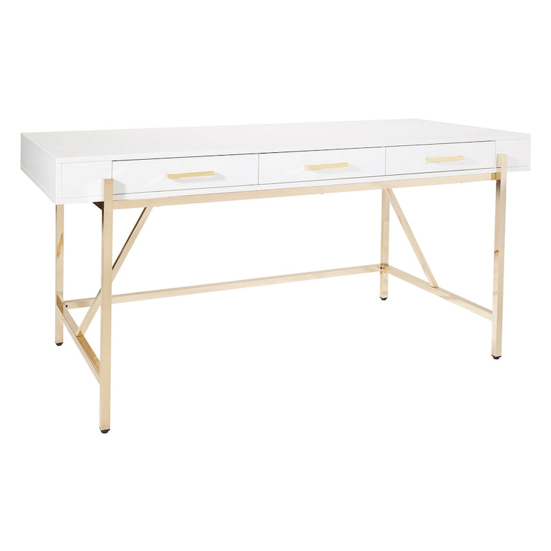 High-Gloss Writing Desk with Storage Drawers