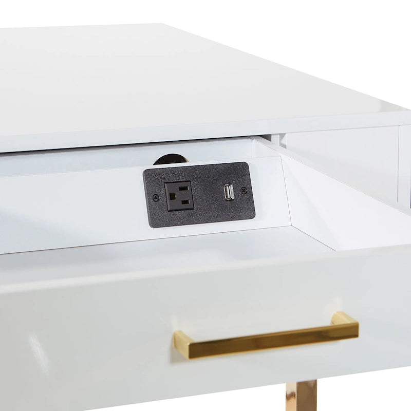 High-Gloss Writing Desk with Storage Drawers