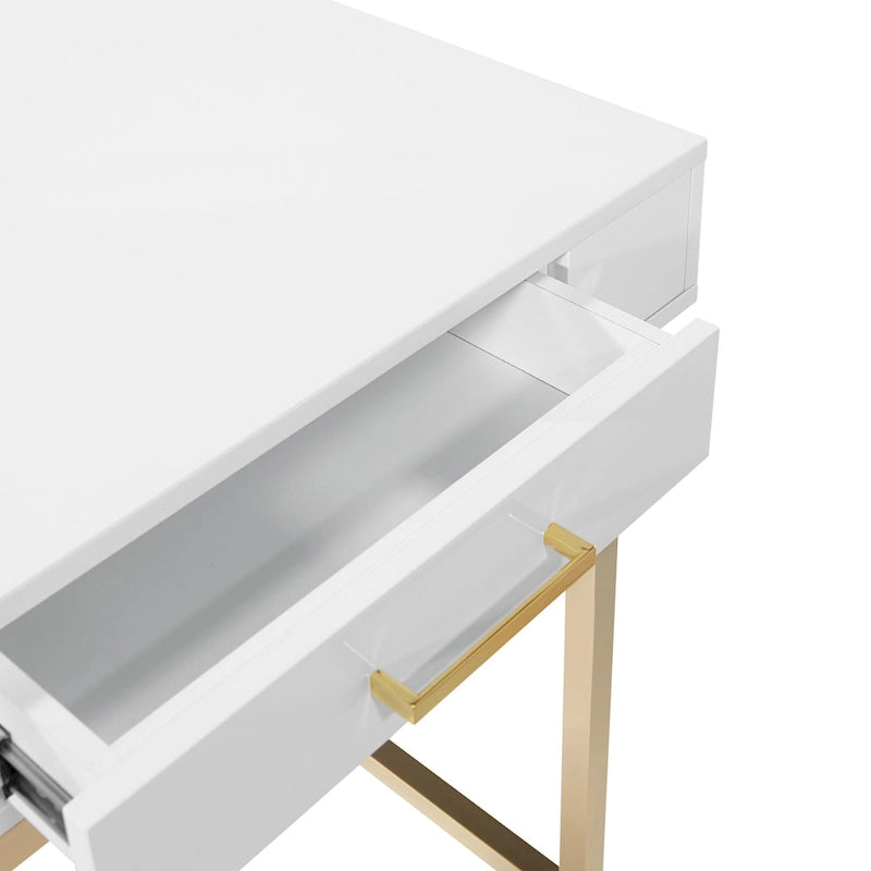High-Gloss Writing Desk with Storage Drawers