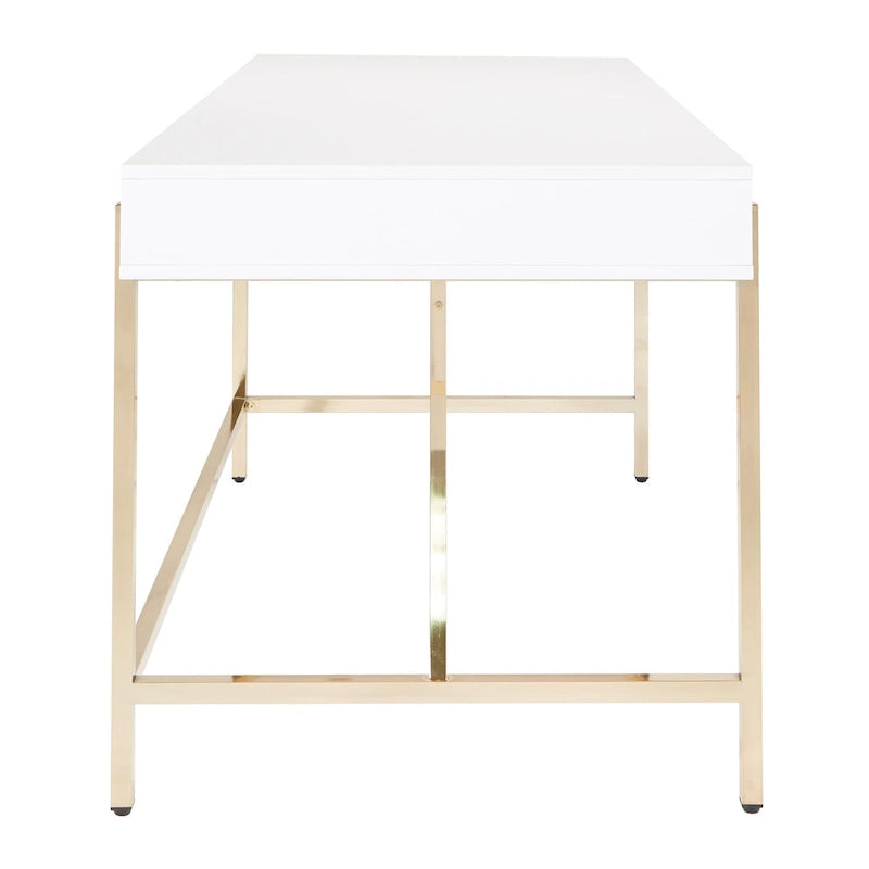 High-Gloss Writing Desk with Storage Drawers