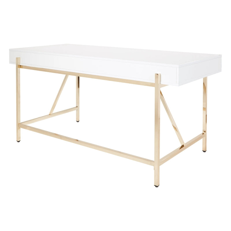 High-Gloss Writing Desk with Storage Drawers