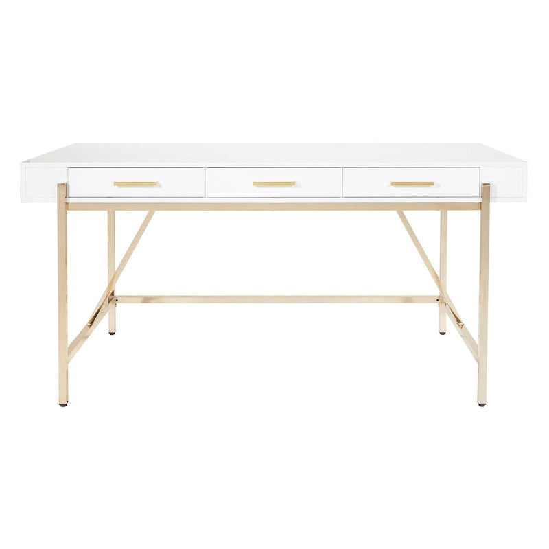High-Gloss Writing Desk with Storage Drawers