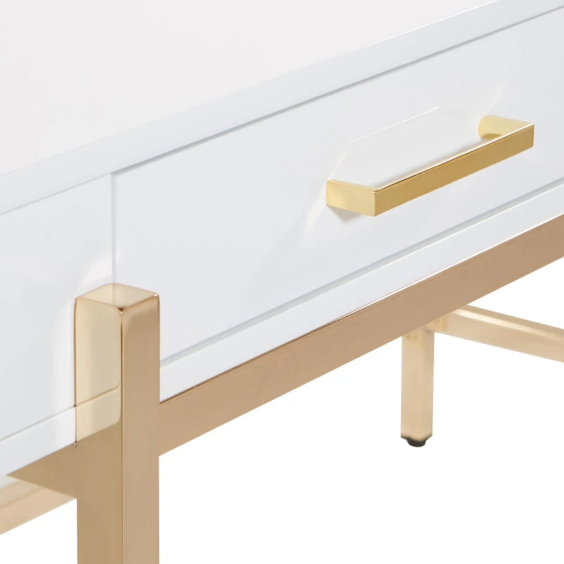 High-Gloss Writing Desk with Storage Drawers