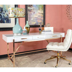 High-Gloss Writing Desk with Storage Drawers