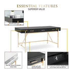 High-Gloss Writing Desk with Storage Drawers