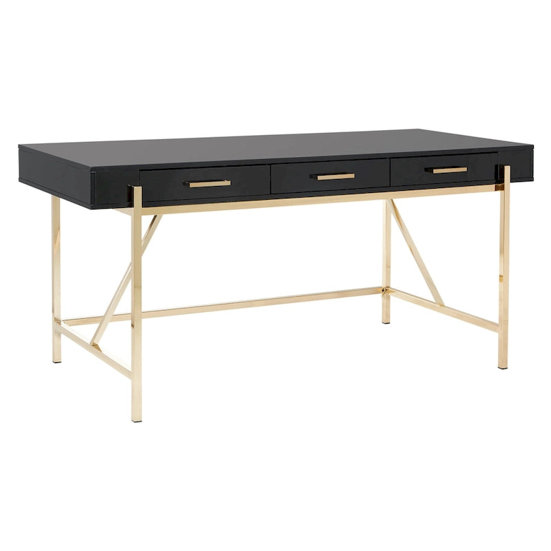 High-Gloss Writing Desk with Storage Drawers