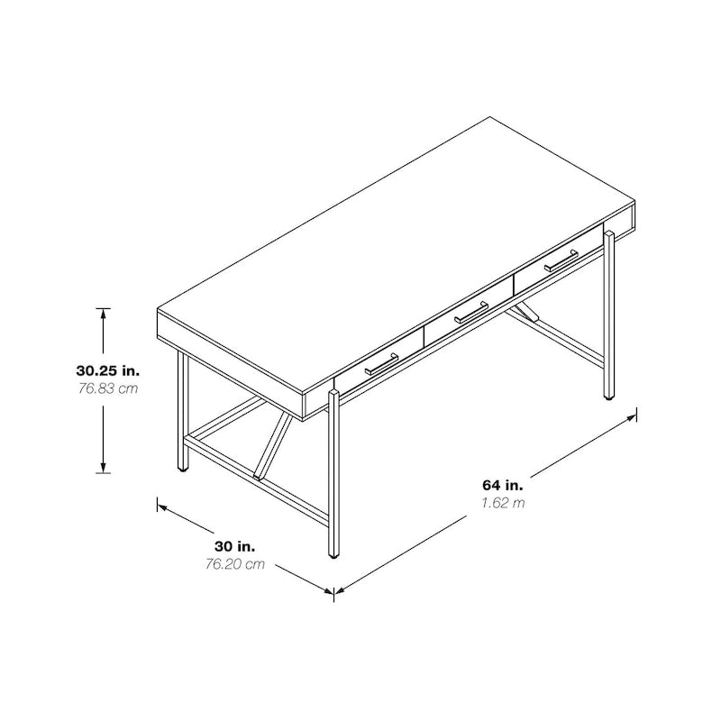 High-Gloss Writing Desk with Storage Drawers