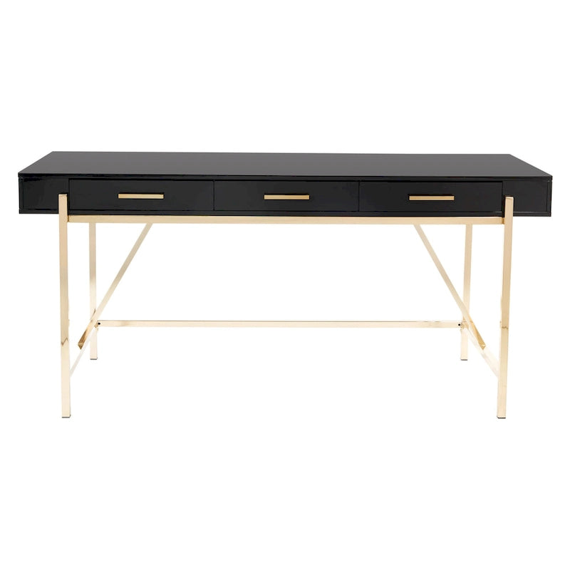 High-Gloss Writing Desk with Storage Drawers