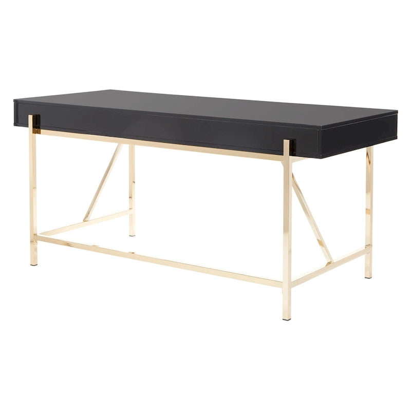 High-Gloss Writing Desk with Storage Drawers