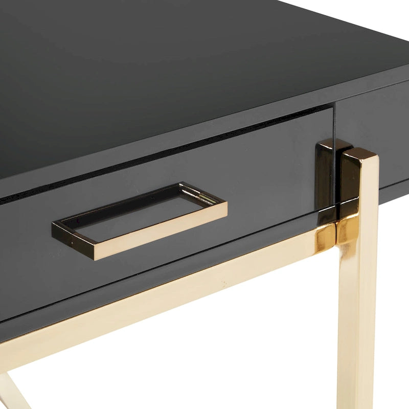 High-Gloss Writing Desk with Storage Drawers