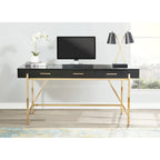 High-Gloss Writing Desk with Storage Drawers