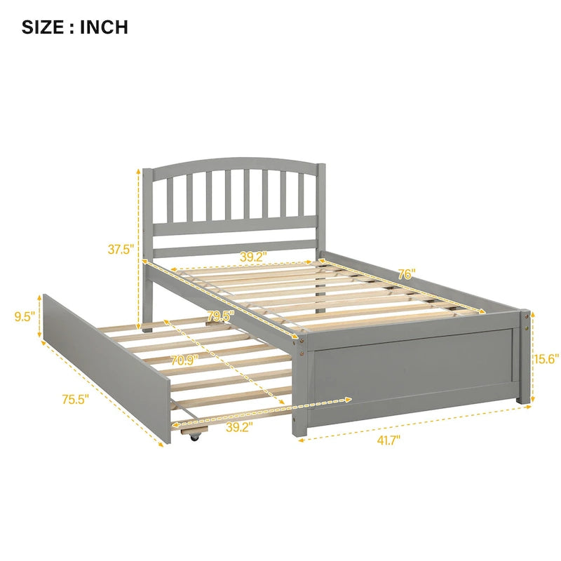 Struttura letto a piattaforma singolo con letto estraibile