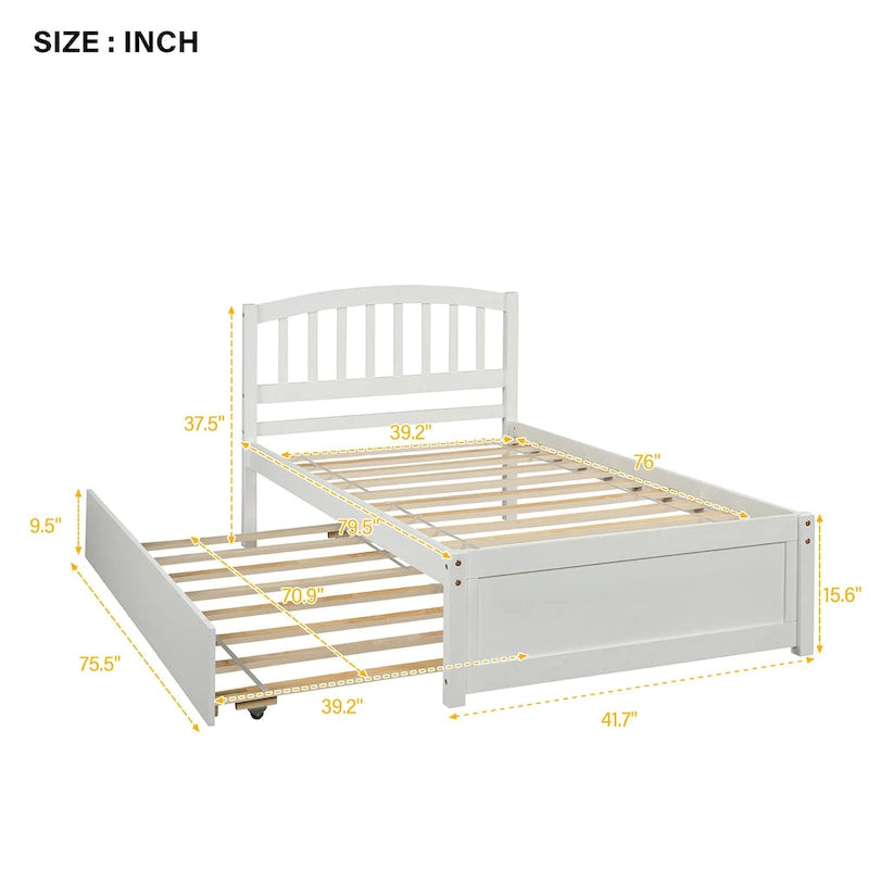 Struttura letto a piattaforma singolo con letto estraibile