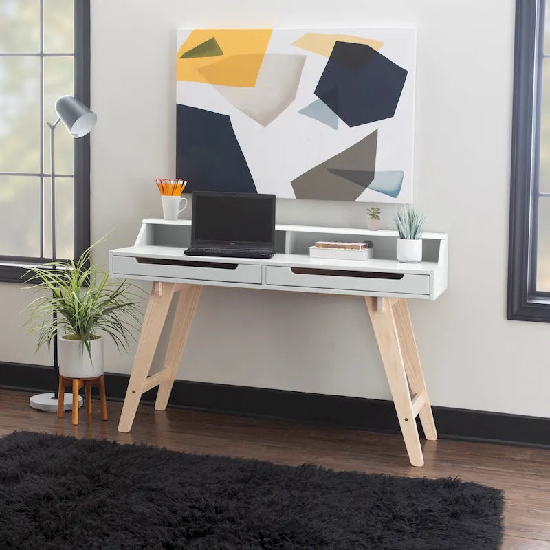 Two-Drawer Desk with Hutch Storage