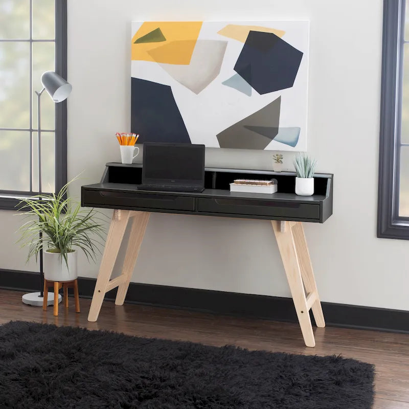 Two-Drawer Desk with Hutch Storage