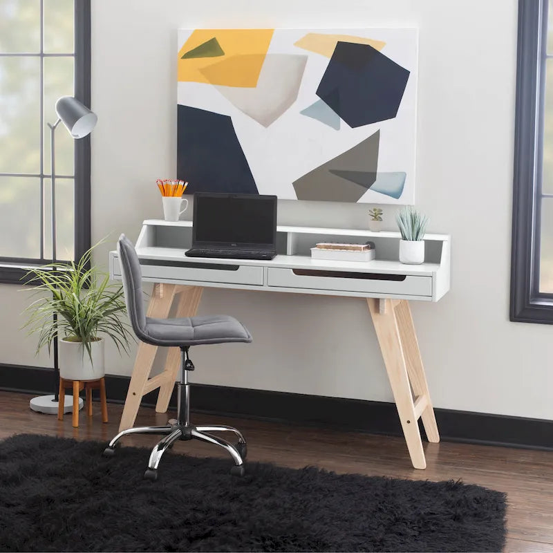Two-Drawer Desk with Hutch Storage