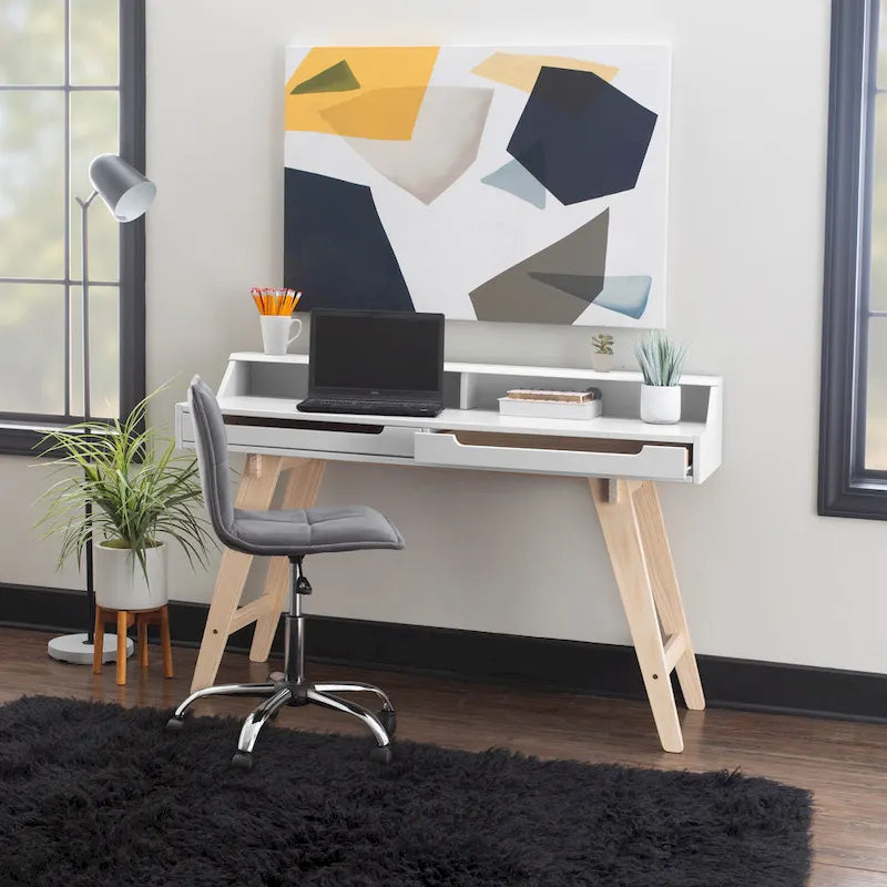 Two-Drawer Desk with Hutch Storage