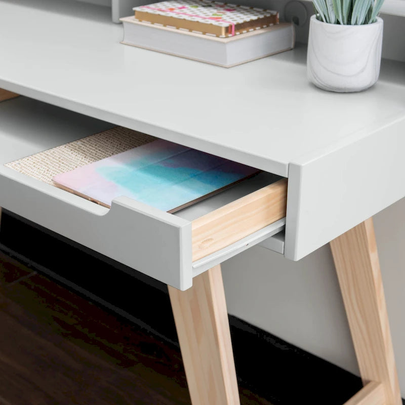 Two-Drawer Desk with Hutch Storage